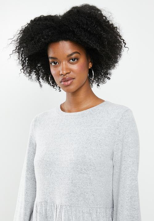 Blake - Knit balloon sleeve mini dress - grey