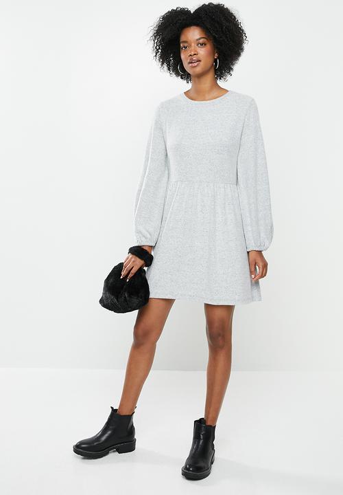 Blake - Knit balloon sleeve mini dress - grey