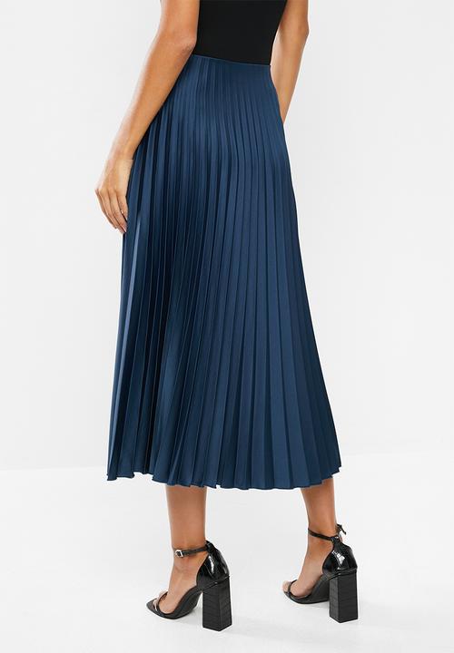 VELVET - Pleated midi skirt - blue