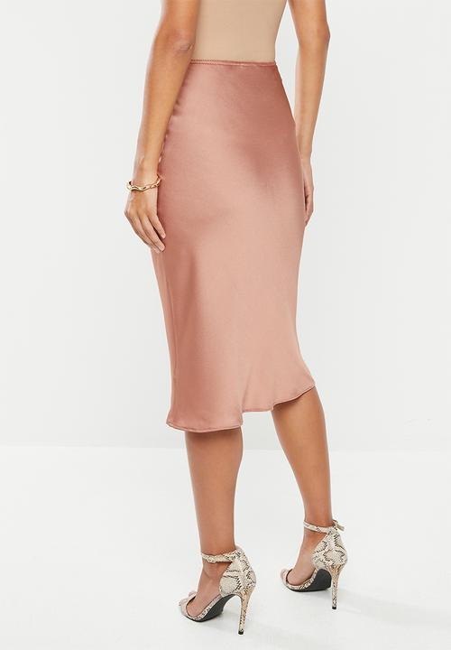 VELVET - Satin bias cut slip skirt - dusty coral