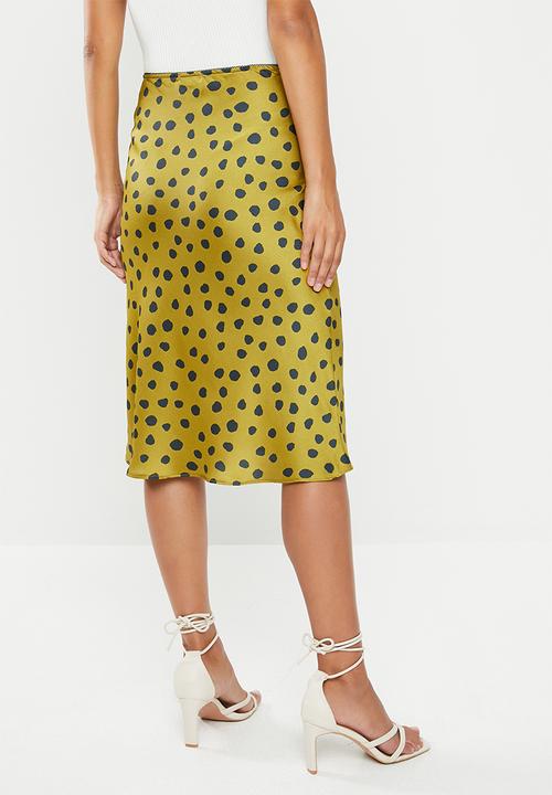 VELVET - Satin bias cut slip skirt -  chartreuse