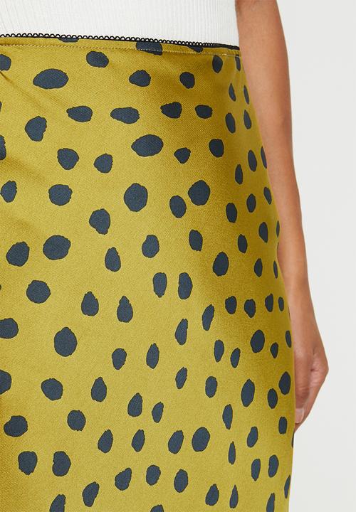 VELVET - Satin bias cut slip skirt -  chartreuse