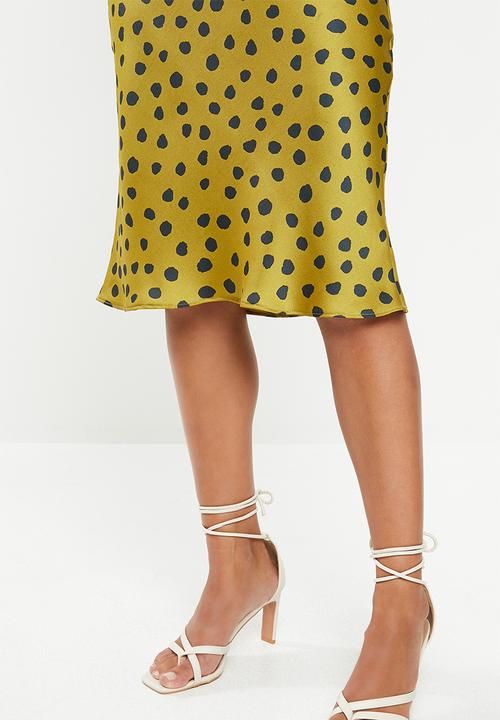 VELVET - Satin bias cut slip skirt -  chartreuse