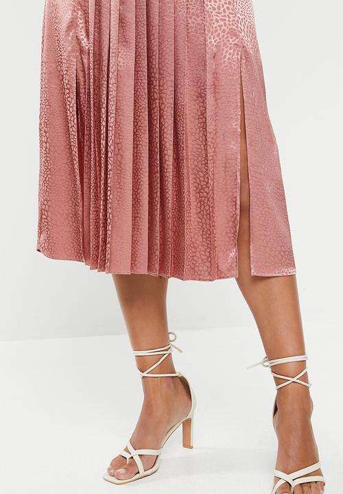 VELVET - Pleated midi skirt - rose shadow