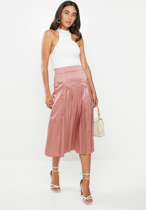 VELVET - Pleated midi skirt - rose shadow
