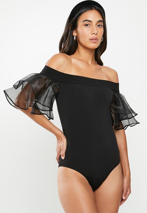 VELVET - Bardot bodysuit - black