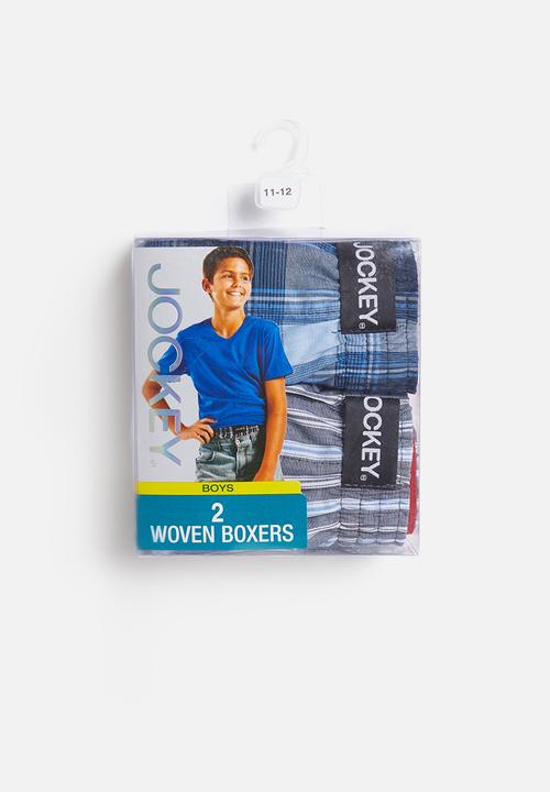 Jockey - 2 Pack boys woven boxer - blue & grey 