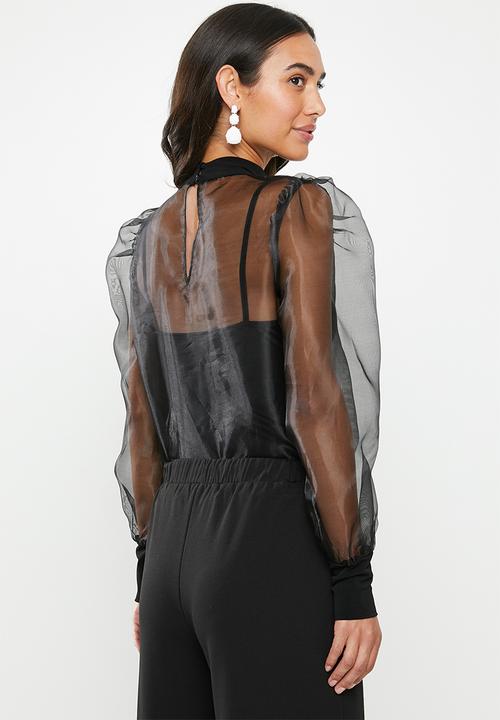 VELVET - Sheer turtleneck blouse - black