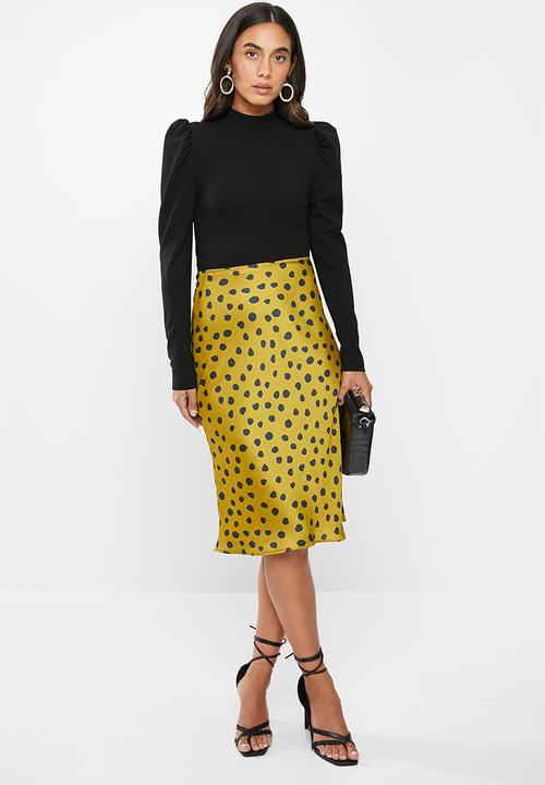 VELVET - Puff sleeve crop top - black