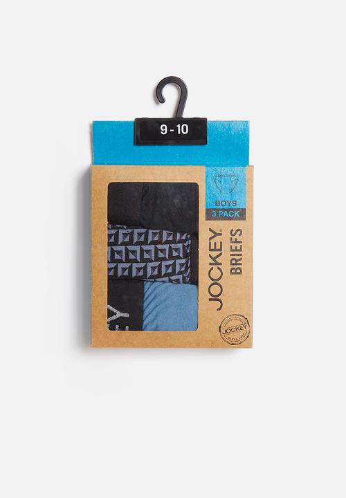 Jockey - 3 Pack fancy boys jockey brief - blue & black 