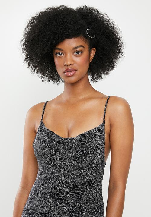 Blake - Sparkle cowl mini dress - black & silver