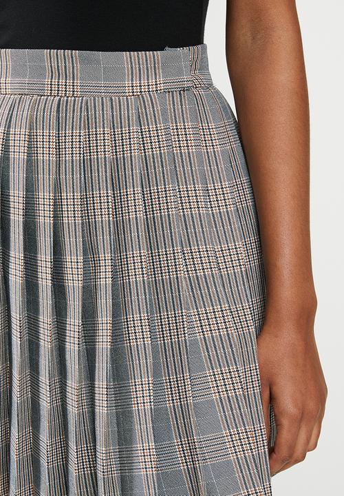 Blake - Pleated check mini skirt - orange & black