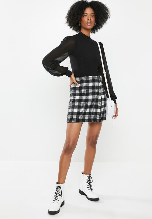 Blake - Check mini skirt - black & white
