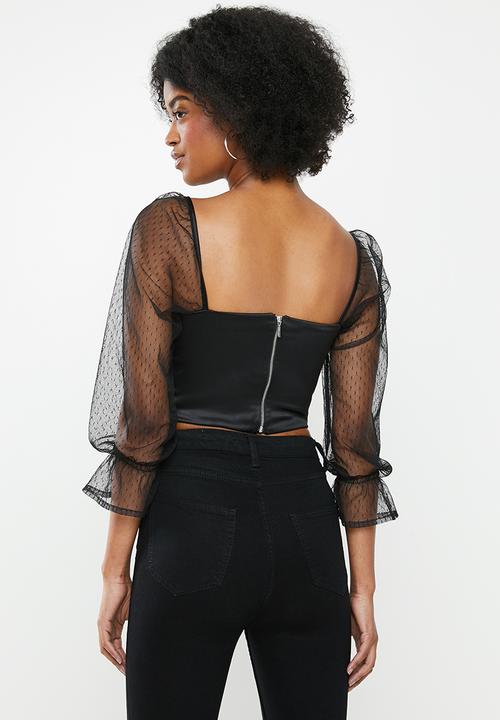 Blake - Satin crop top - black