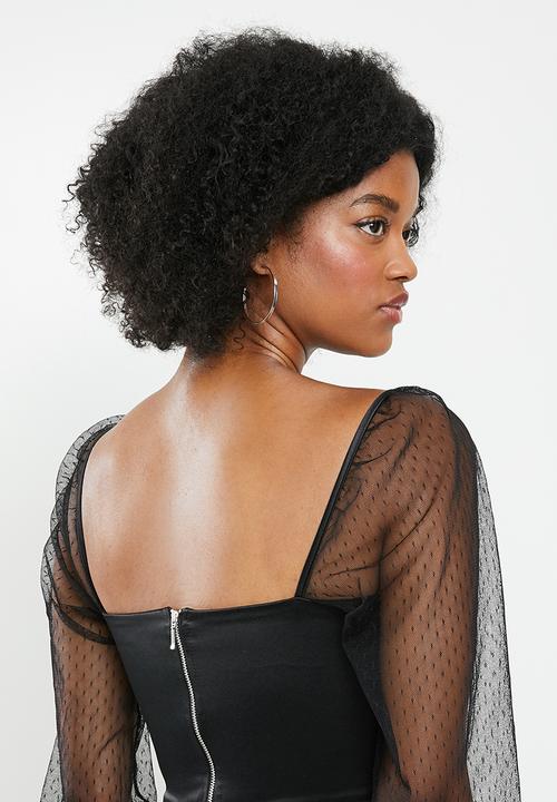 Blake - Satin crop top - black