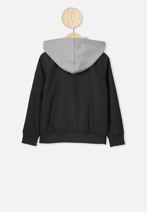 Cotton On - Staple hooded bomber - black
