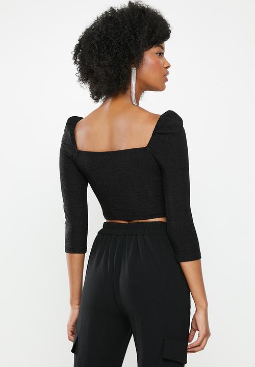 Blake - Shimmer crop top - black