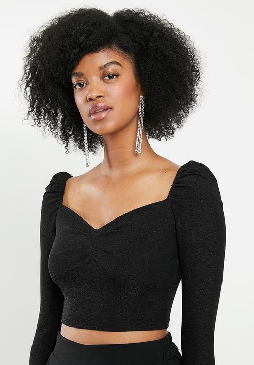 Blake - Shimmer crop top - black