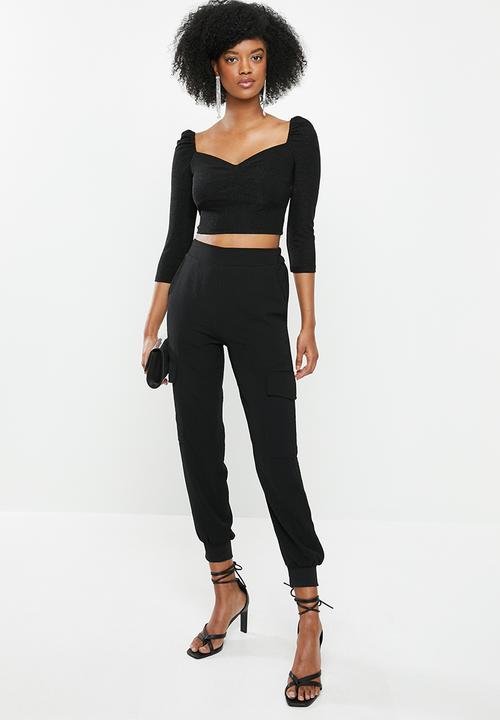 Blake - Shimmer crop top - black