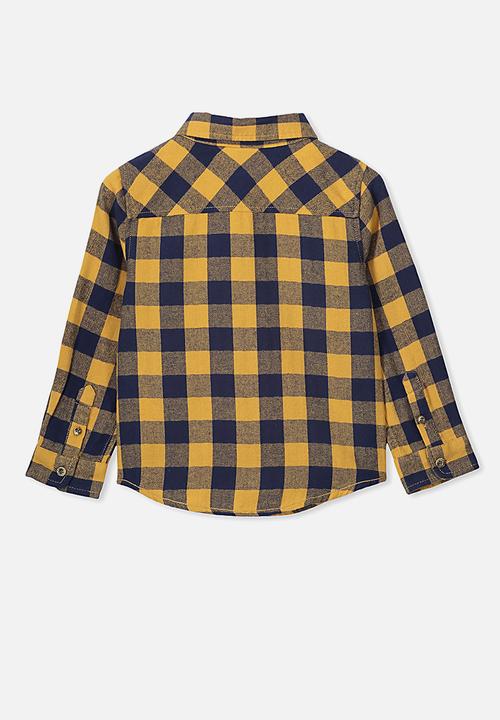 Cotton On - Rugged long sleeve shirt - navy & yellow 