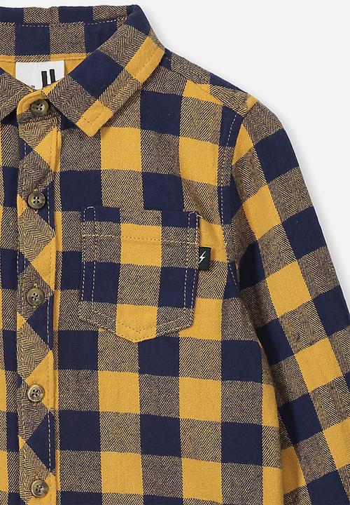 Cotton On - Rugged long sleeve shirt - navy & yellow 