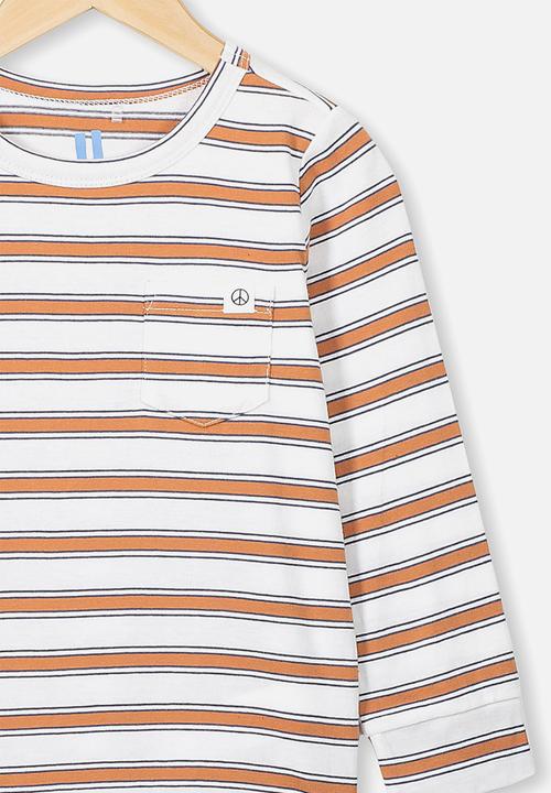 Cotton On - Core long sleeve tee - brown & white 
