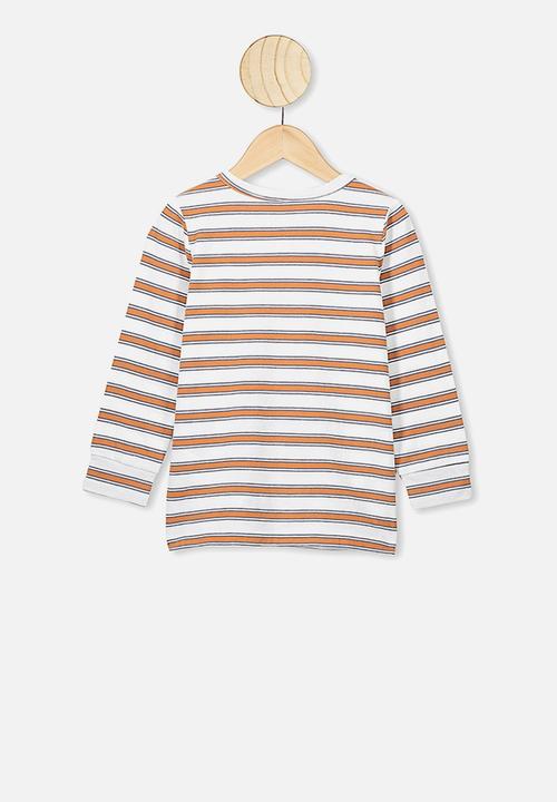 Cotton On - Core long sleeve tee - brown & white 