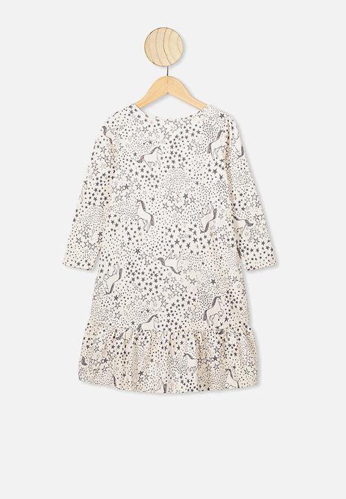 Cotton On - Joss long sleeve dress - grey & cream 