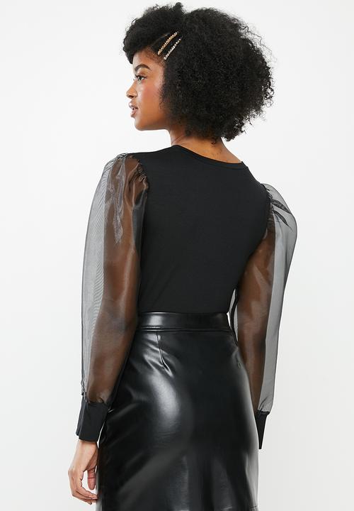 Blake - Organza sleeve top - black