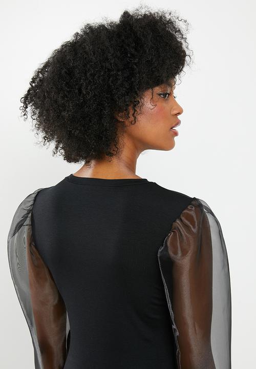 Blake - Organza sleeve top - black
