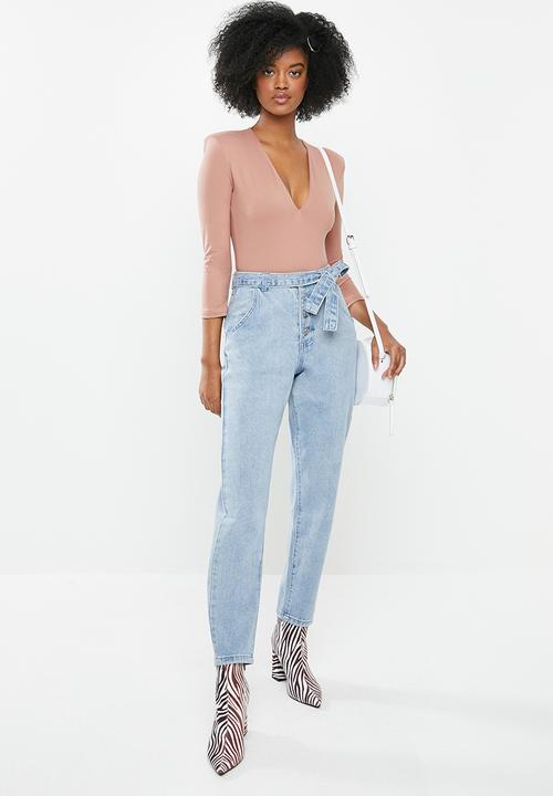Blake - Plunge bodysuit - old rose