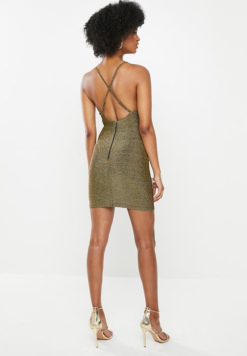 Blake - Halter mini dress - gold