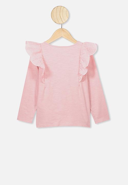 Cotton On - Sheri long sleeve frill top - pink