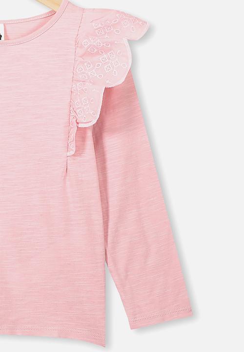 Cotton On - Sheri long sleeve frill top - pink