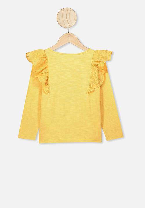 Cotton On - Sheri long sleeve frill top - yellow 