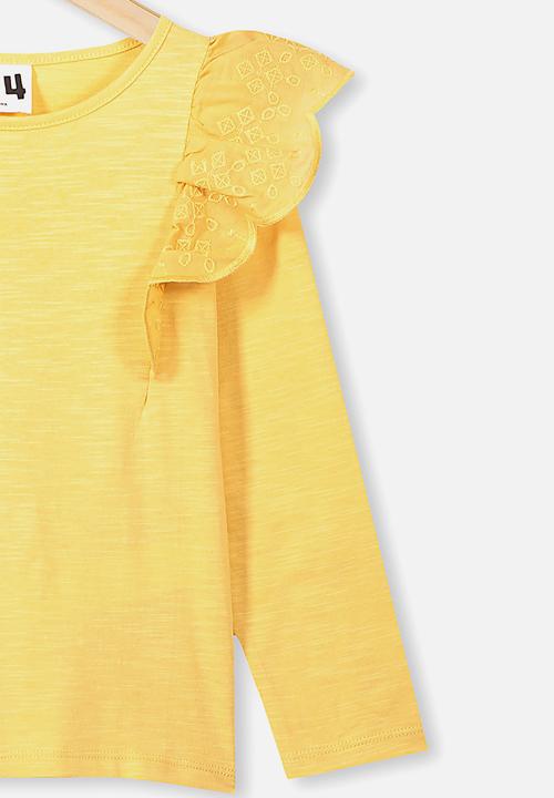 Cotton On - Sheri long sleeve frill top - yellow 