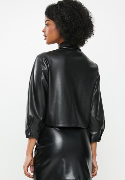 Blake - Pu cropped jacket - black