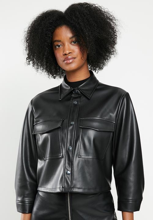Blake - Pu cropped jacket - black