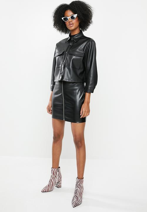 Blake - Pu cropped jacket - black