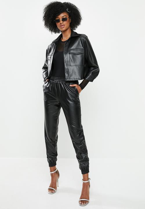 Blake - Pu jogger pant - black