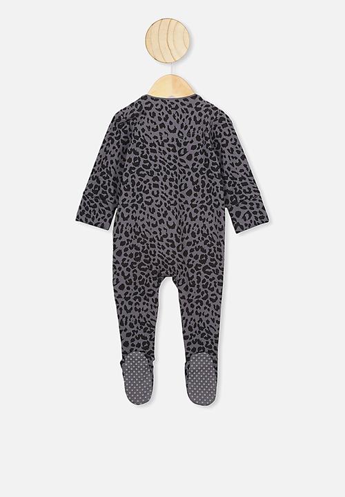 Cotton On - The long sleeve zip romper - rabbit grey summer ocelot