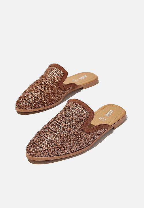 Cotton On - Shade raffia mule - chocolate