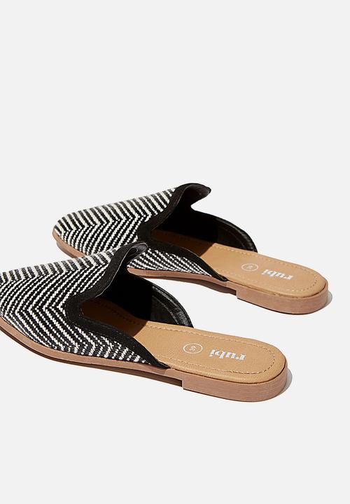 Cotton On - Shade raffia mule - black neutral zig zag