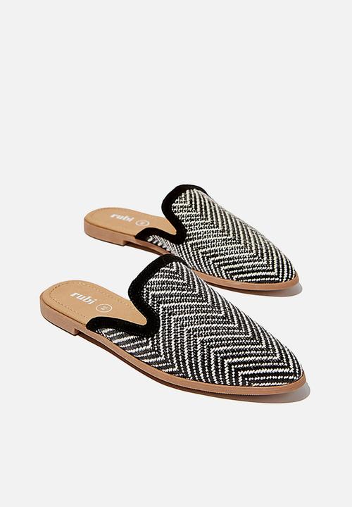 Cotton On - Shade raffia mule - black neutral zig zag
