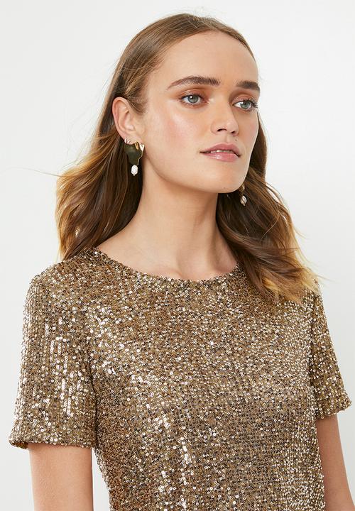 MILLA - Sequin bow top - bronze