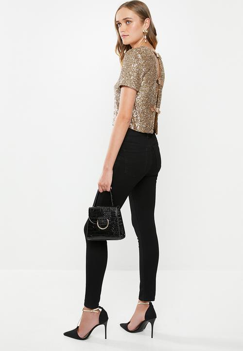 MILLA - Sequin bow top - bronze