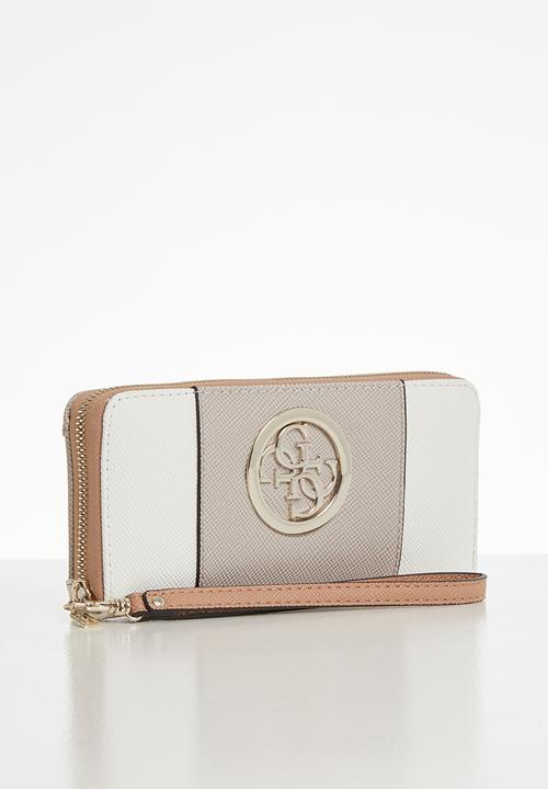 GUESS - Open road large zip around - white & neutral