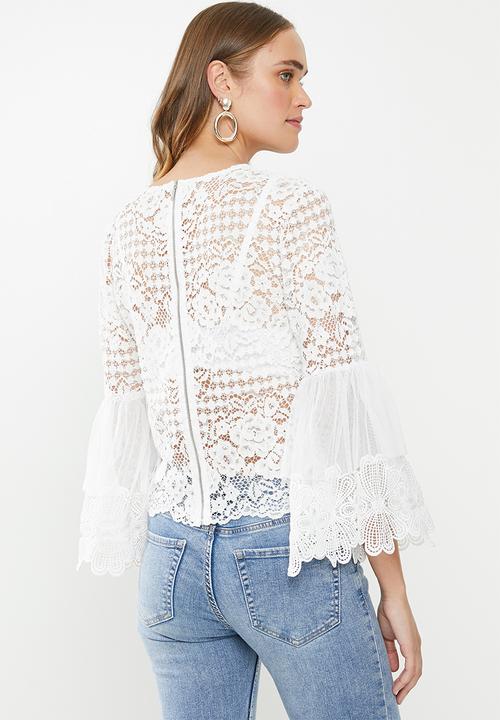 MILLA - Corded lace blouse - ivory