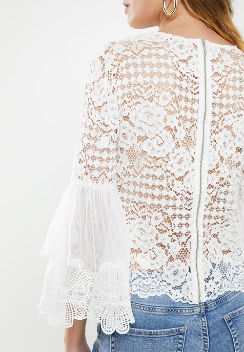 MILLA - Corded lace blouse - ivory
