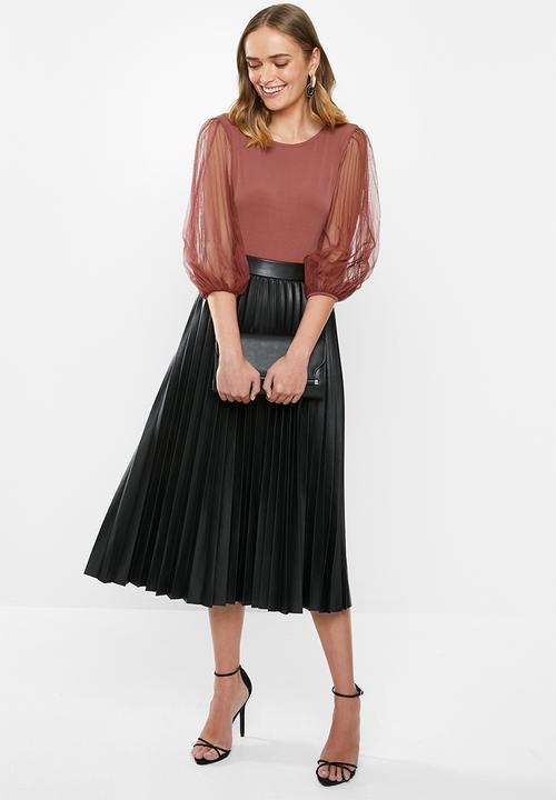 MILLA - Pleated sleeve bodysuit - rose